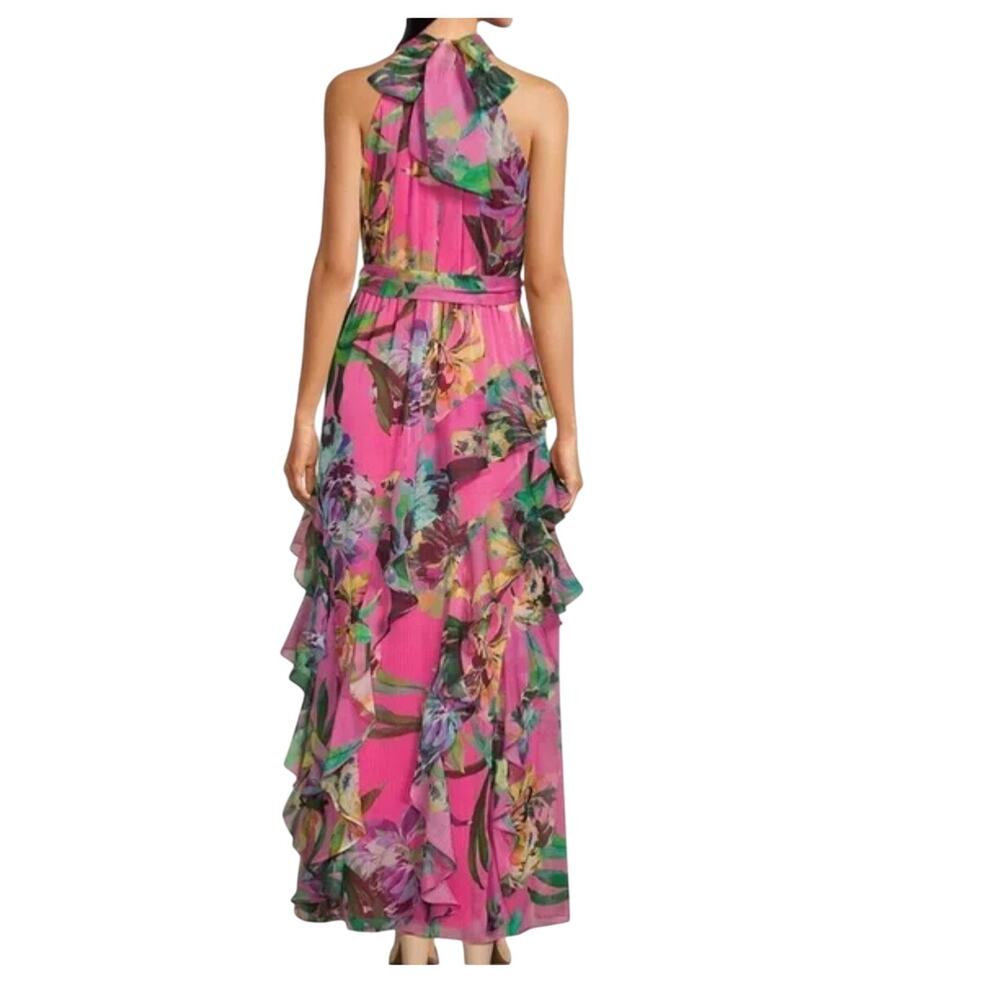 Alex Marie Fiona Halter Neck Tie Back Floral Chiffon A-Line Maxi Dress 14 - Picture 2 of 5